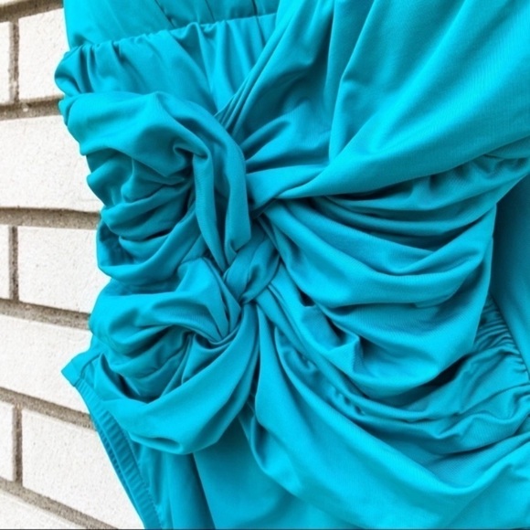 Badgley Mishka Peacock Drape Sash Maillot Swim Suit - Picture 4 of 10